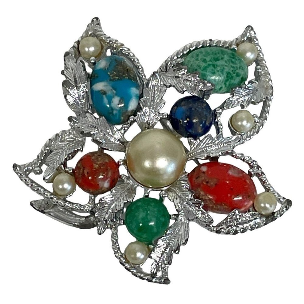 Vintage Sarah Coventry Brooch Pin Fantasy Solver‎ Tone Leaf